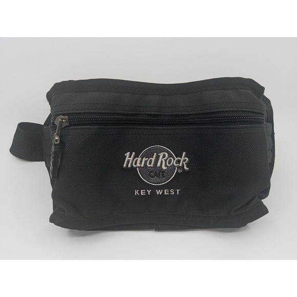Hard Rock Cafe Key West Fanny Pack Waist Bag Black - 2 Zippers Pockets Vintage - Picture 1 of 2